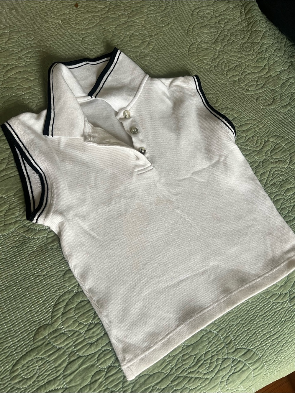 Classic Girls' White Polo Tank with Navy Trim